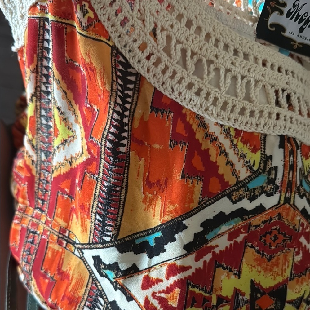 Meghan LA Vibrant Orange Tribal Dress - Picture 5 of 5